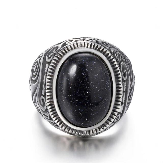 Titanium Steel Signet Ring with Natural Crystals