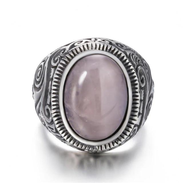 Titanium Steel Signet Ring with Natural Crystals