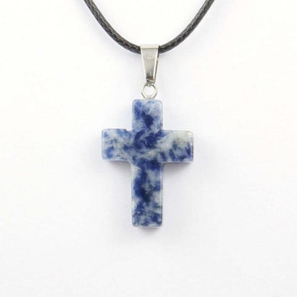 Natural Stone Cross Pendant Necklace