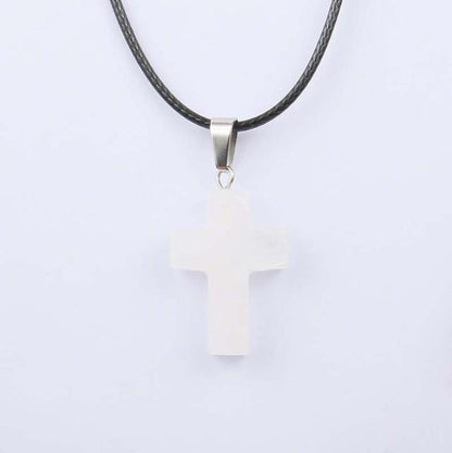 Natural Stone Cross Pendant Necklace