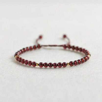 Weave Red String Garnet Bracelet for Career Success