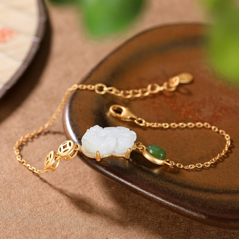 White Jade Pixiu Lucky Bracelet